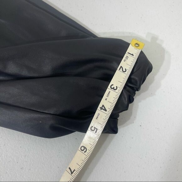 K too waxed fabric faux leather joggers pants L lg - Picture 15 of 16